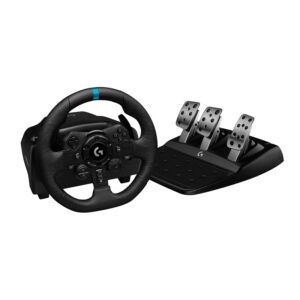 image 381 Logitech G923 Racing Wheel and Pedals, TRUEFORCE up to 1000 Hz Force Feedback, Gaming Steering Wheel PS5, PS4, PC, Mac, Genuine Leather- Black